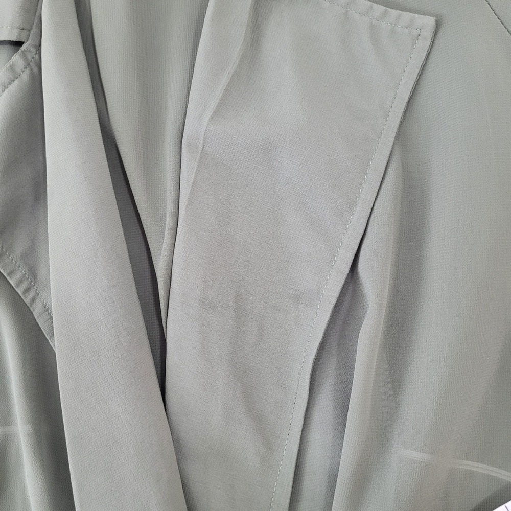 Olive Green Duster Cardigan Sheer Trench Style Womens - Large - Picture 10 of 10